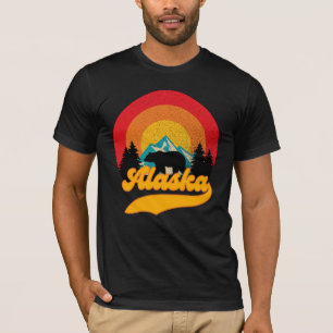 Retro Sunset Alaska Juneau Bear Mountains Vild AK T Shirt