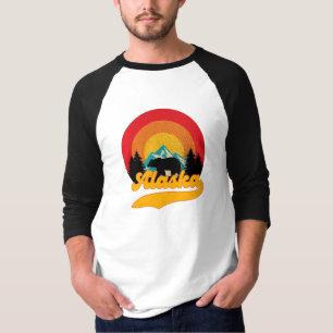 Retro Sunset Alaska Juneau Bear Mountains Vild AK T Shirt