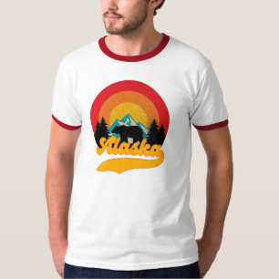 Retro Sunset Alaska Juneau Bear Mountains Vild AK T Shirt