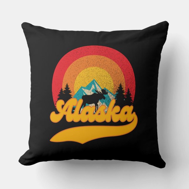 Retro Sunset Alaska Juneau Moose 0Mountains Vild Kudde (Framsida)