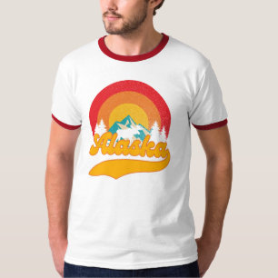 Retro Sunset Alaska Juneau Moose 0Mountains Vild T Shirt