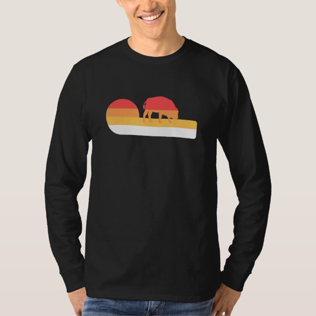 Retro Sunset American Bison T Shirt (Framsida)