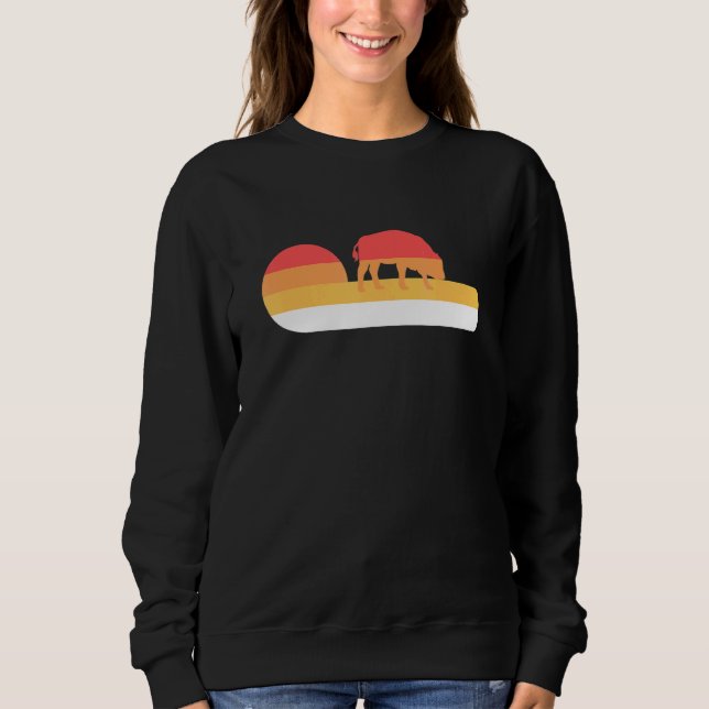 Retro Sunset American Bison T Shirt (Framsida)