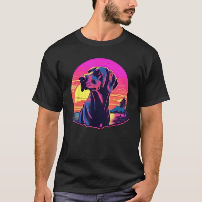 Retro Sunset American Foxhound Dog T Shirt (Framsida)
