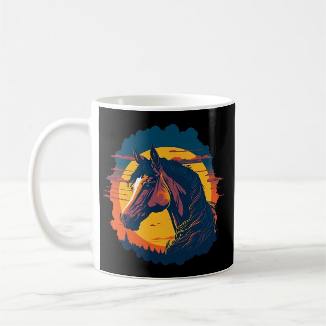Retro Sunset and Horse Head Kaffemugg (Vänster)