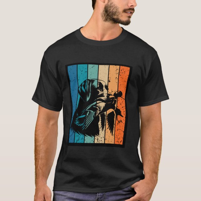 Retro Sunset Anka Hunting Design Långärmad T Shi T Shirt (Framsida)