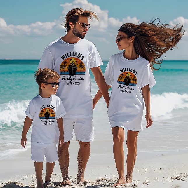 Retro Sunset Anpassningsbar Family Cruise Customiz T Shirt (Skapare uppladdad)