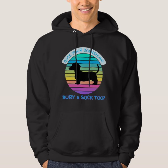 Retro Sunset, är din Dachshund också en sock? Hoodie (Framsida)