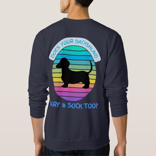 Retro Sunset, är din Dachshund också en sock? Lång Ärmad Tröja (Baksida)