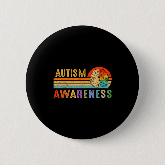 Retro Sunset Autism Awareness Neurodiversity Spect Knapp (Framsida)