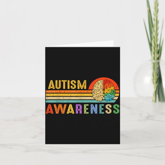 Retro Sunset Autism Awareness Neurodiversity Spect Kort (Framsida)