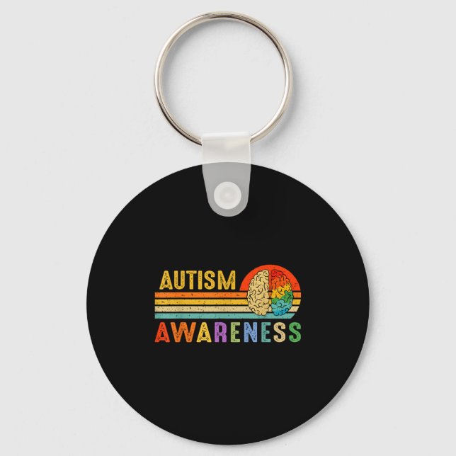 Retro Sunset Autism Awareness Neurodiversity Spect Nyckelring (Framsida)