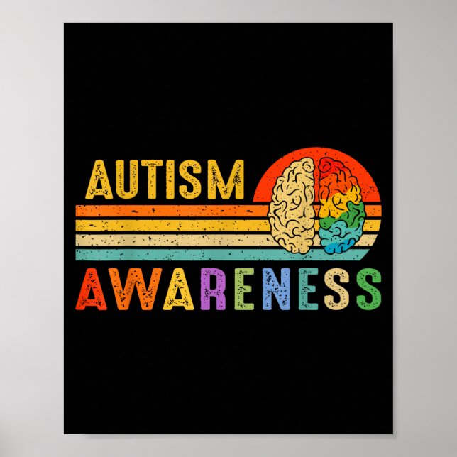 Retro Sunset Autism Awareness Neurodiversity Spect Poster (Framsidan)