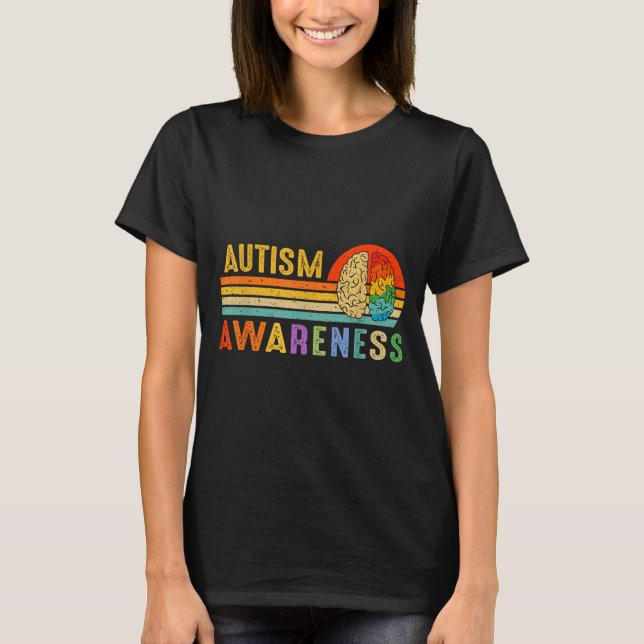 Retro Sunset Autism Awareness Neurodiversity Spect T Shirt (Framsida)