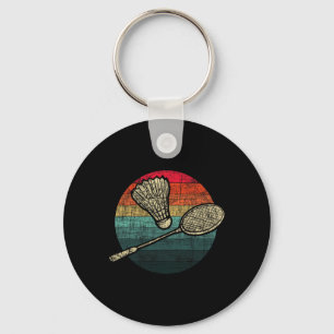 Retro Sunset Badminton - Birdie Shuttle Idrottare Nyckelring