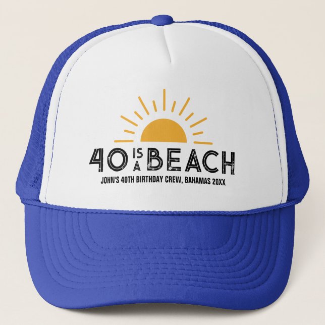 Retro Sunset Beach 40:e 50:e födelsedagsbesättning Keps (Framsida)