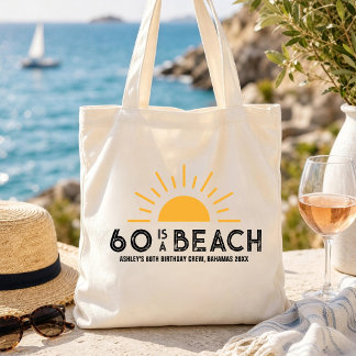 Retro Sunset Beach 60-års 70-års födelsedagsgäng C Tygkasse