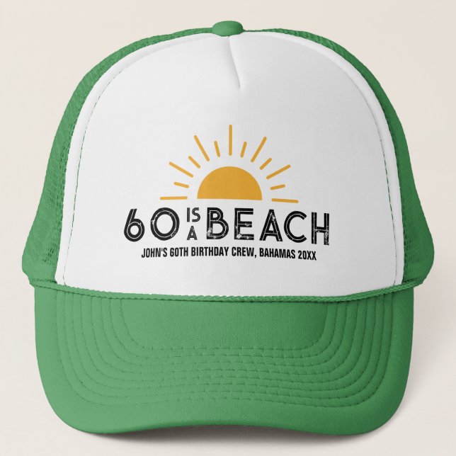 Retro Sunset Beach 60:e 70:e födelsedagsbesättning Keps (Framsida)