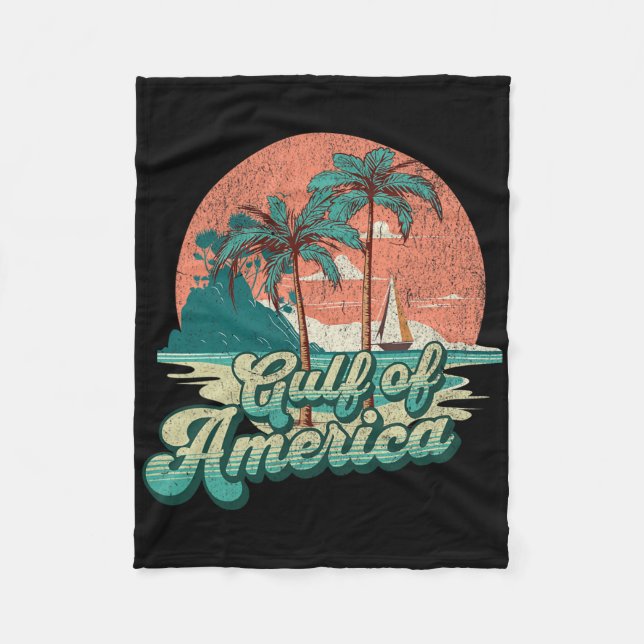 Retro Sunset Beach Vibes - Bukt i Förenta staterna Fleecefilt (Framsidan)