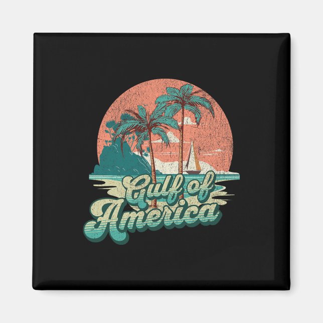 Retro Sunset Beach Vibes - Bukt i Förenta staterna Magnet (Framsidan)