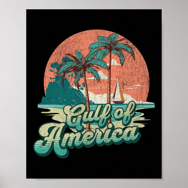 Retro Sunset Beach Vibes - Bukt i Förenta staterna Poster (Framsidan)