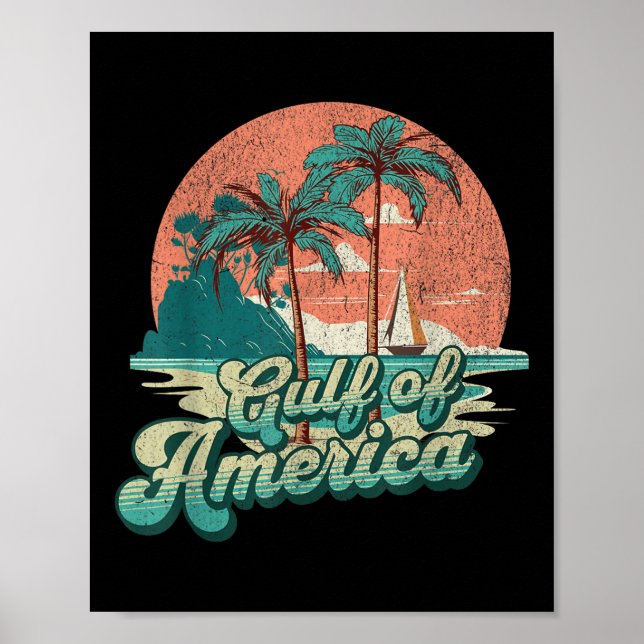 Retro Sunset Beach Vibes - Bukt of USA, Amerika Poster (Framsidan)