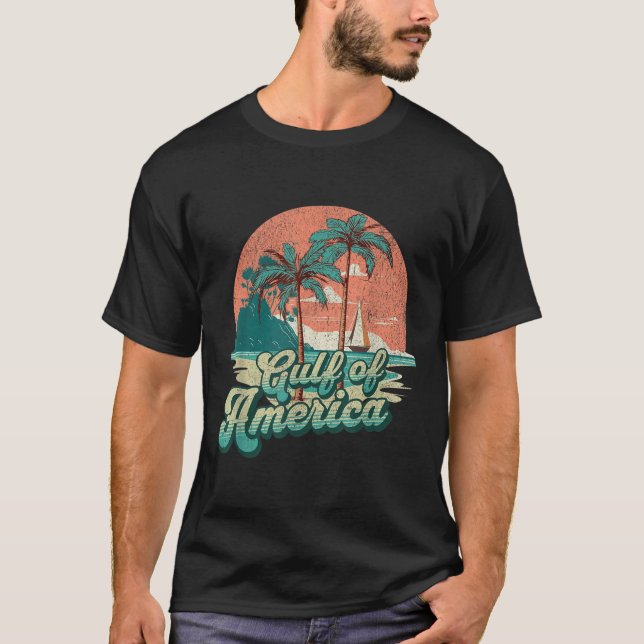 Retro Sunset Beach Vibes - Bukt of USA, Amerika T Shirt (Framsida)