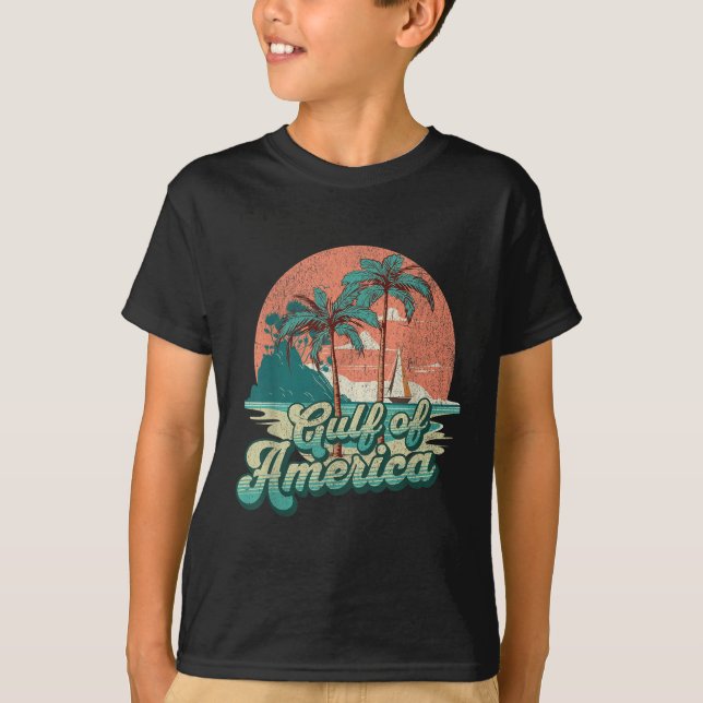 Retro Sunset Beach Vibes - Bukt of USA, Amerika T Shirt (Framsida)