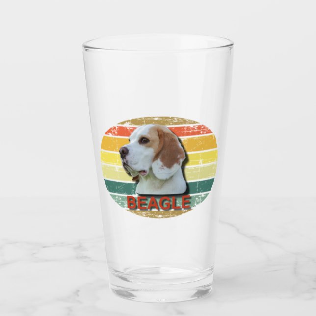 Retro Sunset Beagle Hound Hund Glaskopp (Framsida)