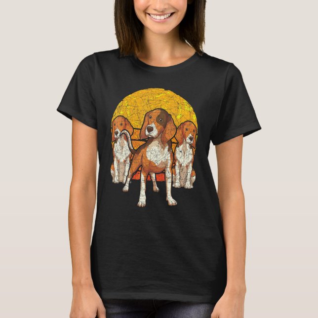 Retro Sunset Beagle T Shirt (Framsida)