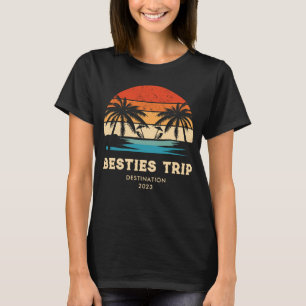 Retro sunset Besties Girls resa Matching T Shirt