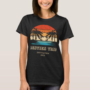 Retro sunset Besties Girls resa Matching T Shirt