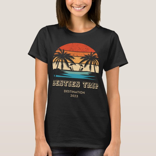 Retro sunset Besties Girls resa Matching T Shirt (Framsida)