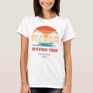 Retro sunset Besties Girls resa Matching T Shirt