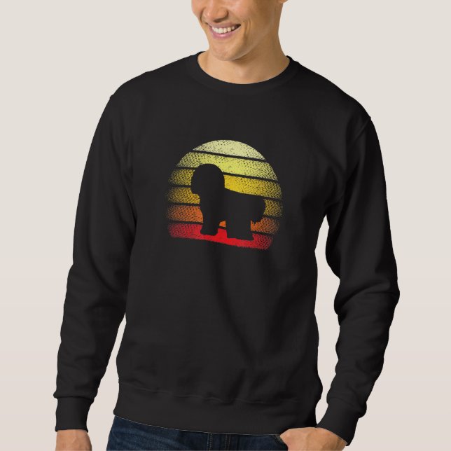 Retro Sunset Bichon Frise Hund Tema Design Lång Ärmad Tröja (Framsida)