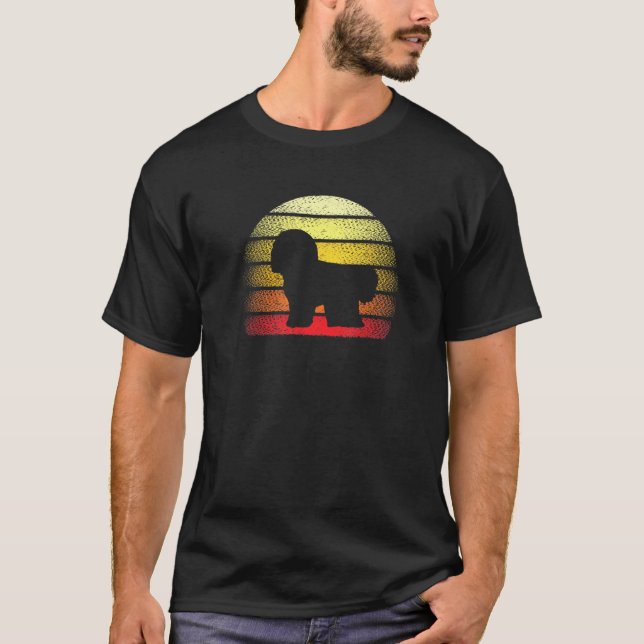 Retro Sunset Bichon Frise Hund Tema Design T Shirt (Framsida)