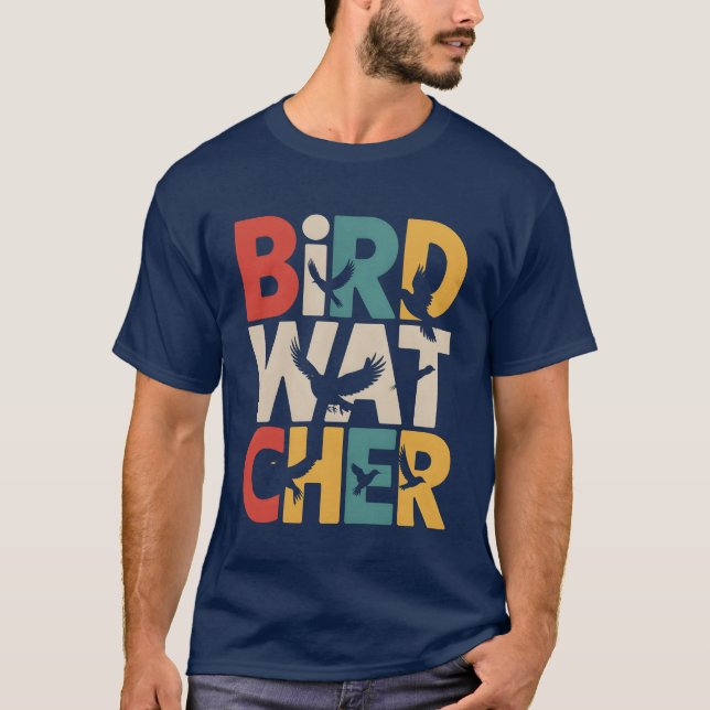 Retro Sunset Birding Fågelskådare Bird Älskare T Shirt (Framsida)