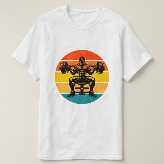 Retro Sunset Bodybuilding T-Shirt - Men's Fitness  (Design framsida)
