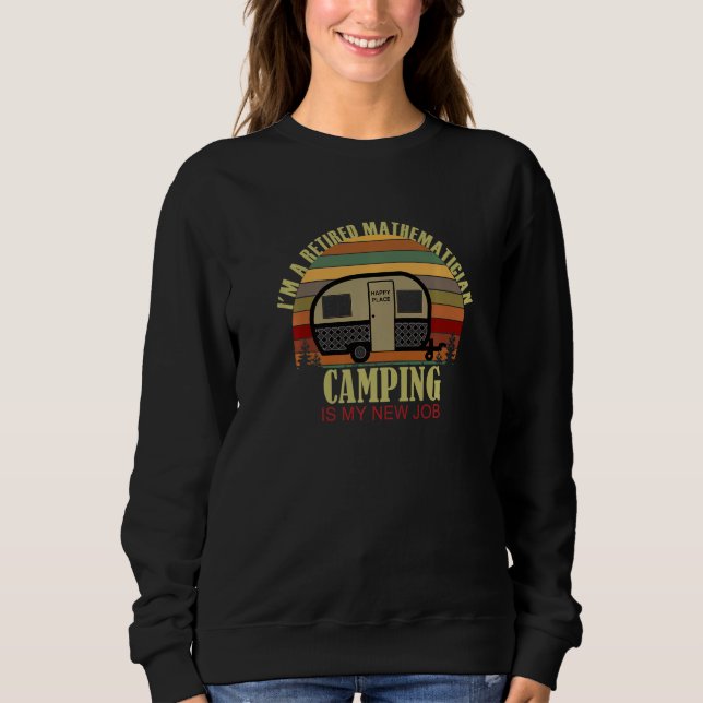 Retro Sunset Camper Retired MATHEMATICIAN New Job  T Shirt (Framsida)