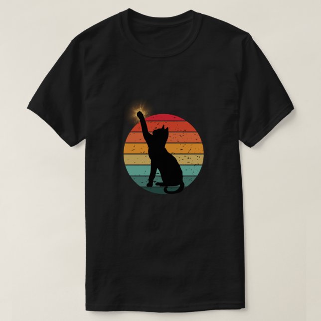 Retro Sunset Cat Silhouette - Aesthetic T-Shirt (Design framsida)