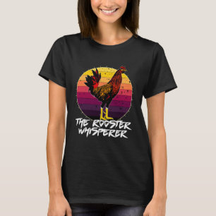 Retro Sunset Chicken Poultry skämtar Tupp Whi T Shirt