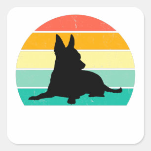 Retro Sunset Chihuahua Fyrkantigt Klistermärke