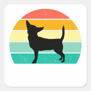 Retro Sunset Chihuahua Fyrkantigt Klistermärke