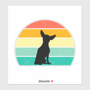 Retro Sunset Chihuahua Sticker Klistermärken