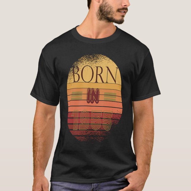 Retro Sunset Collection Date of Birth 1955 Birthda T Shirt (Framsida)