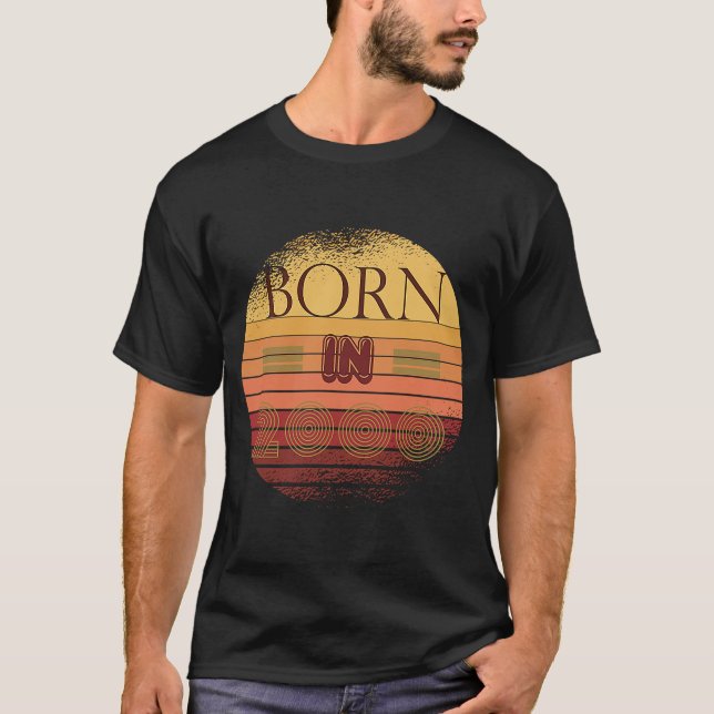 Retro Sunset Collection Date of Birth 2000 Birthda T Shirt (Framsida)