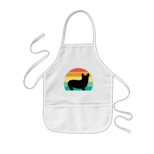Retro Sunset Corgi Barnförkläde