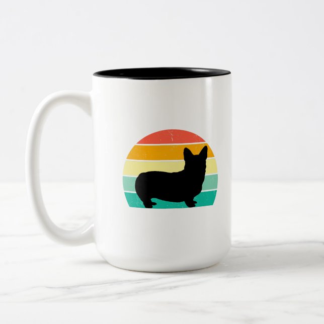 Retro Sunset Corgi Coffee Mugg (Vänster)