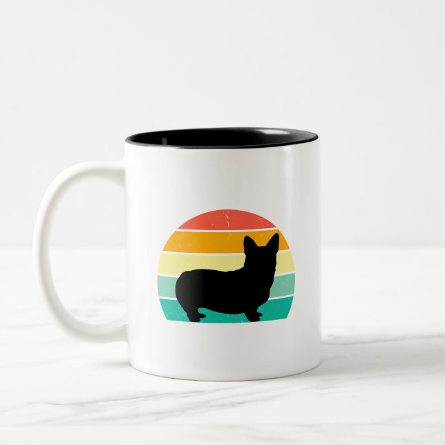 Retro Sunset Corgi Coffee Mugg (Vänster)