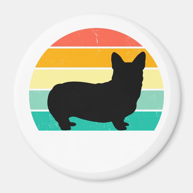 Retro Sunset Corgi Magnet (Framsidan)